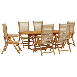vidaXL 7-delige Tuinset polypropeen en massief hout beige