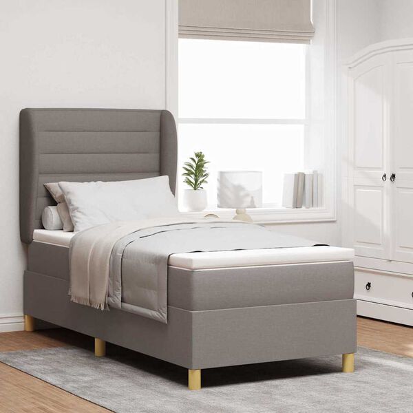 vidaXL Boxspringbed met Matras Donkergrijs 90x190 cm Taupe Stof