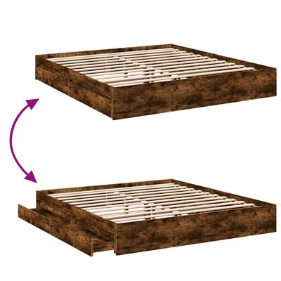 vidaXL Bedframe met lades bewerkt hout gerookt eikenkleurig 180x200 cm