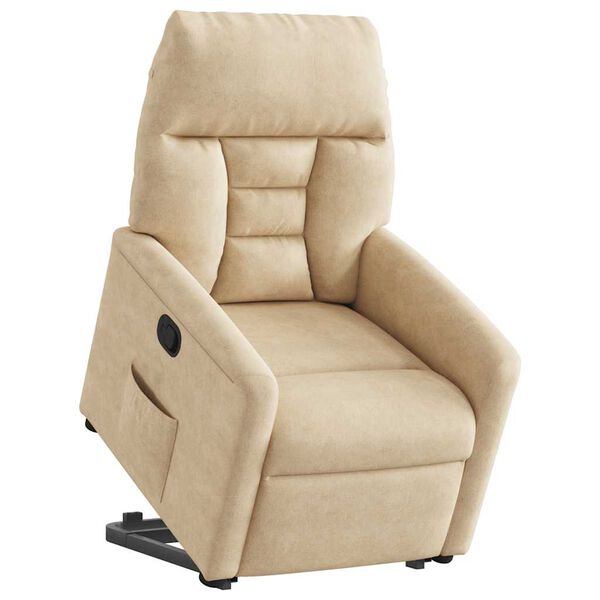 vidaXL Sta-op-stoel verstelbaar microvezelstof cr&egrave;mekleurig