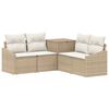 vidaXL Bankstel 5 st Beige en Cr&egrave;me Wit Poly Rattan en Staal