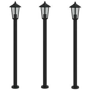 vidaXL Vloerlamp voor buiten 3 st 120 cm roestvrijstaal zwart
