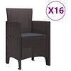 vidaXL Tuin Eettafelset met kussens met kussen 17 pcs Bruin PP