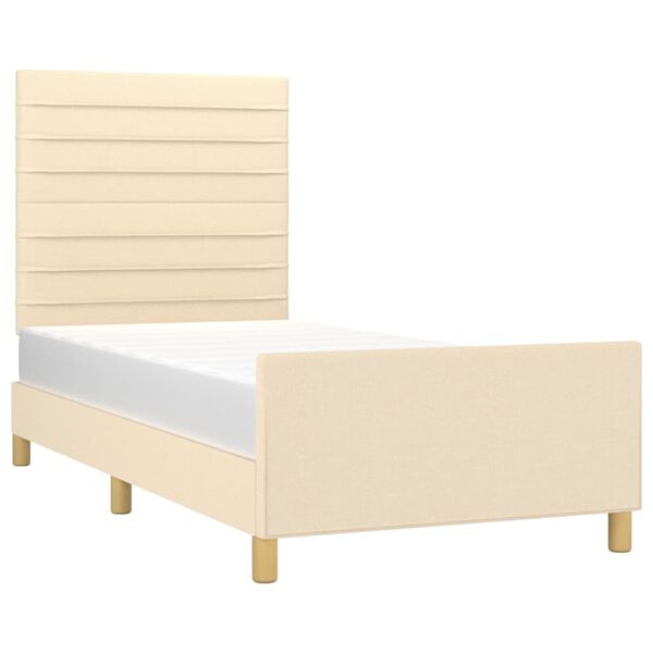 vidaXL Bedframe zonder matras 90x200 cm stof cr&egrave;mekleurig