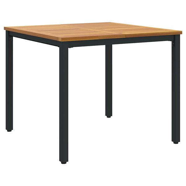 vidaXL Buiten Tafel Natuurlijk en Zwart 90 x 90 x 75 cm