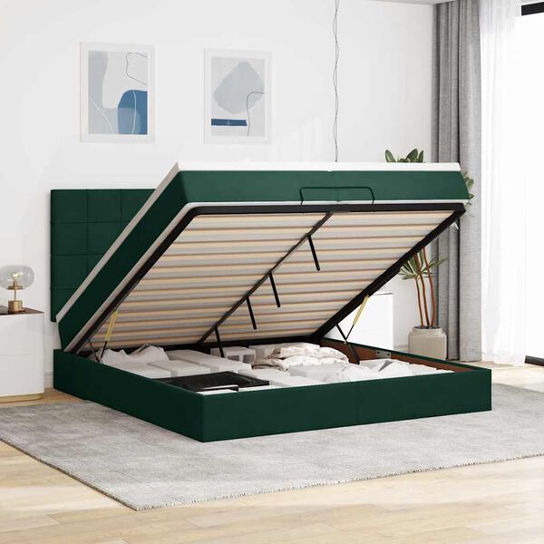 vidaXL Ottoman bed met matrassen en LED's 200x200cm fluweel