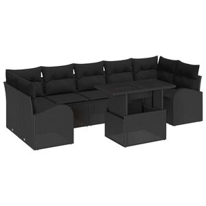 vidaXL Tuin Sofa Set met kussen met opslag 8 pcs Zwart Poly Rattan