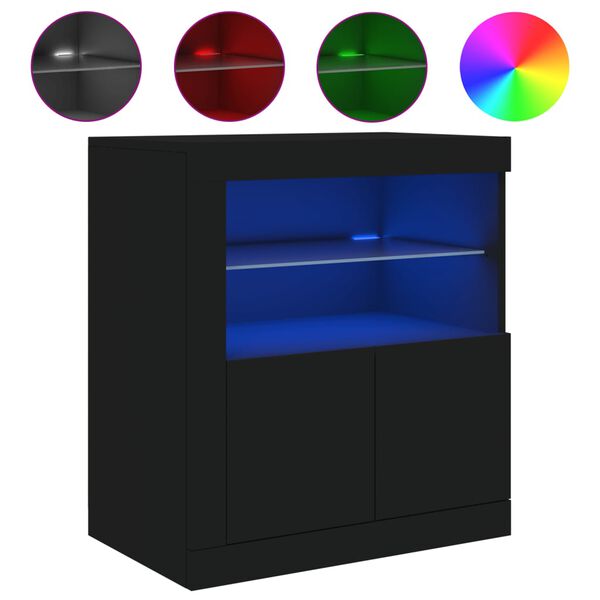 vidaXL Dressoir met LED-verlichting 60,5x37x67 cm zwart