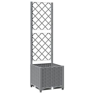 vidaXL Plantenbak met latwerk 40x40x136 cm polypropeen lichtgrijs