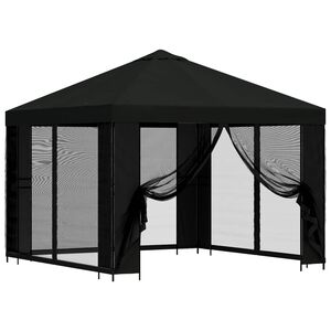 vidaXL Tuin Gazebo met Zijwanden 3 x 3 m Zwart Polyester en staal