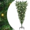 vidaXL Ondersteboven Kunst Kerstboom met Ballenset Groen 120 cm PVC
