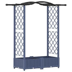 vidaXL Verhoogd Bed met Trellis en Dak Grijs 124 x 40 x 125 cm PP