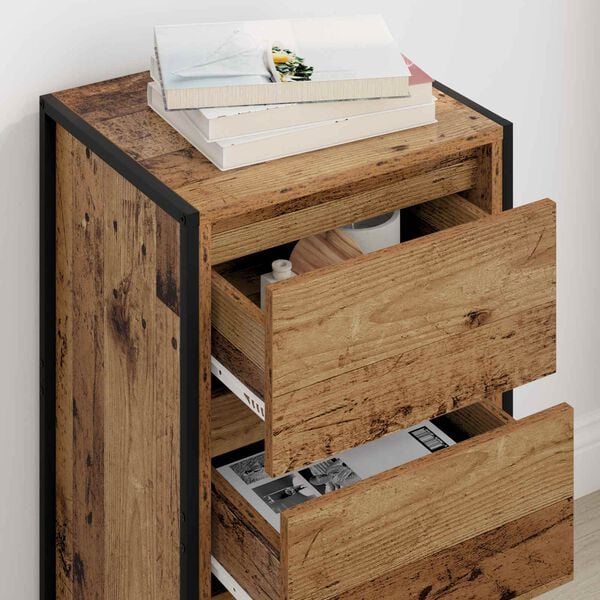 vidaXL Dressoir met lade Oud Hout 42 x 36 x 75.5 cm Bewerkt hout