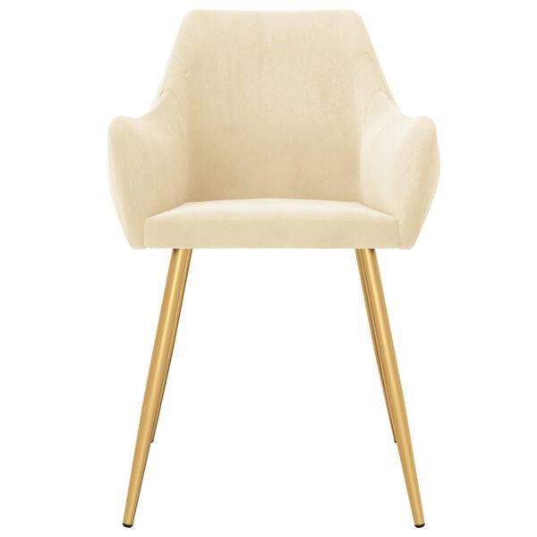 vidaXL Eetkamerstoelen 2 st fluweel cr&egrave;mekleurig