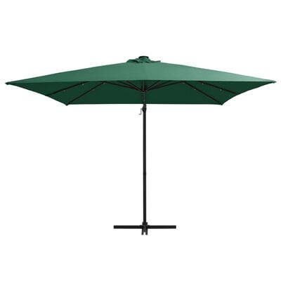 vidaXL Zweefparasol met LED en stalen paal 250x250 cm groen