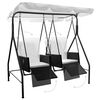 vidaXL Schommelstoel voor buiten 2-zits met luifel poly rattan zwart