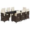 vidaXL 9-delige Tuinset met kussens poly rattan bruin