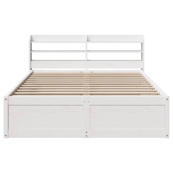 vidaXL Bedframe met hoofdbord massief grenenhout wit 140x200 cm