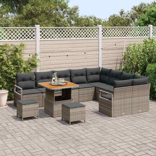 vidaXL Tuin Sofa Set met kussen met opslag met kussen 12 pcs Grijs