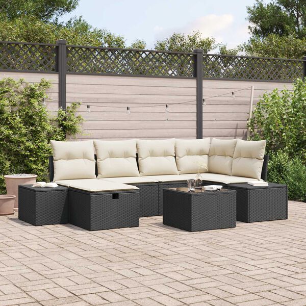 vidaXL Tuin Sofa Set met kussen 7 pcs Zwart 55 x 62 x 69 cm Poly riet