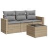 vidaXL 4-delige Loungeset met kussens poly rattan beige