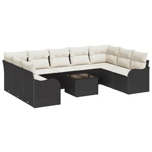 vidaXL Tuin Sofa Set 10 st Zwart en Wit poly rattan