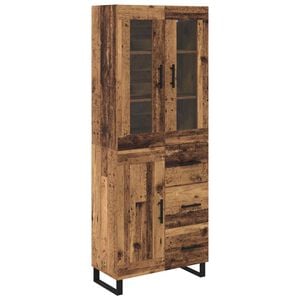 vidaXL Hoge kast 2 st Oud Hout 69,5 x 34 x 180 cm Bewerkt hout