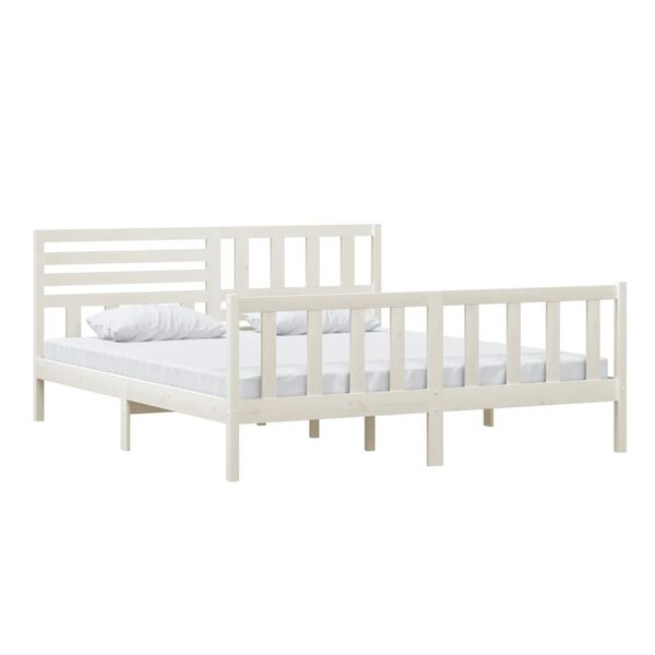 vidaXL Bedframe massief hout wit 180x200 cm