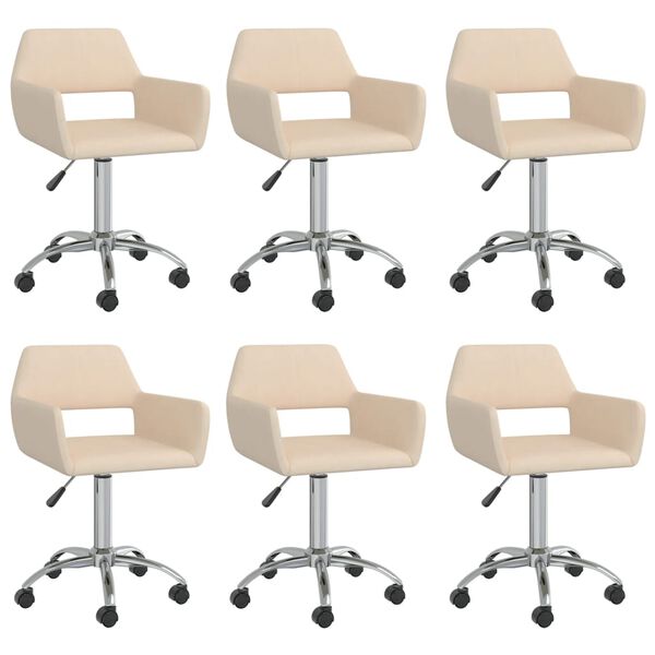 vidaXL Eetkamerstoelen 6 st stof cr&egrave;mekleurig