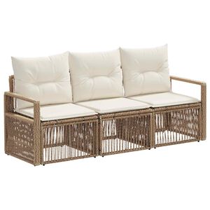 vidaXL Tuinbankenset 3 st Beige poly rattan