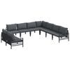 vidaXL Tuinbankenset met kussen 9 pcs Zwart Staal