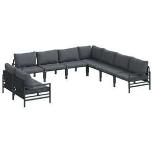 vidaXL Tuinbankenset met kussen 9 pcs Zwart Staal