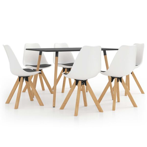 vidaXL 7-delige Eethoek wit en zwart