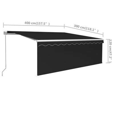 vidaXL Luifel handmatig uittrekbaar met rolgordijn 4x3 m antraciet