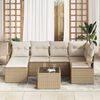 vidaXL Tuin Sofa Set met kussen met opslag 7 pcs Beige en Cr&egrave;me