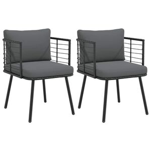 vidaXL Tuinstoelen 2 st met kussens poly rattan zwart