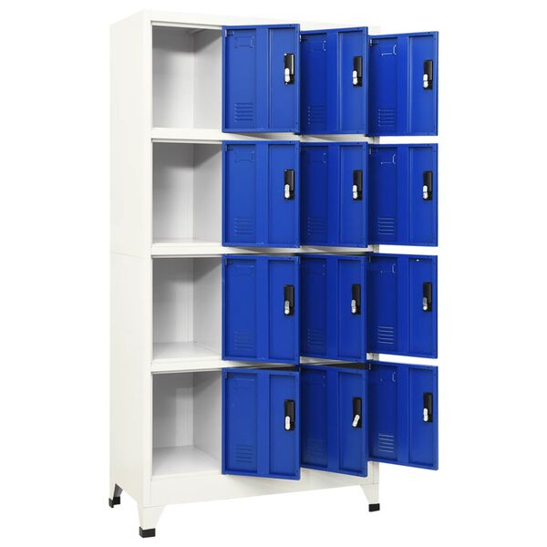 vidaXL Lockerkast 90x45x180 cm staal grijs en blauw