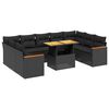 vidaXL 10-delige Loungeset met kussens poly rattan zwart