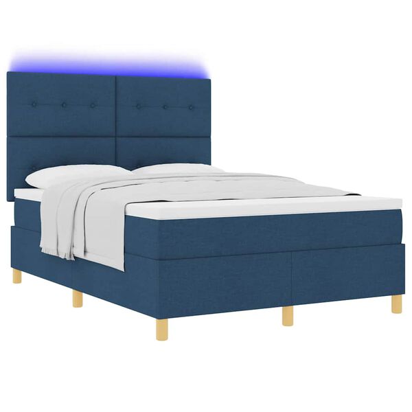 vidaXL Boxspring bed met matras met hoofdeinde Blauw 140 x 190 cm Stof