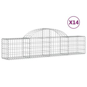 vidaXL Schanskorven 14 st gewelfd 200x30x40/60 cm gegalvaniseerd ijzer