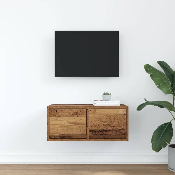 vidaXL TV-meubel 60x31x25,5 cm bewerkt hout oud houtkleurig