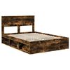 vidaXL Bedframe met lade Gerookt eiken 150 x 200 cm Massief grenenhout