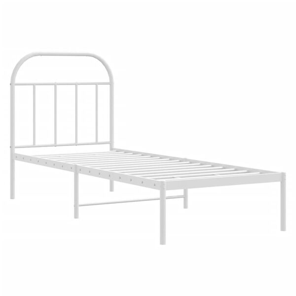 vidaXL Bedframe met hoofdbord zonder matras metaal wit 75x190 cm