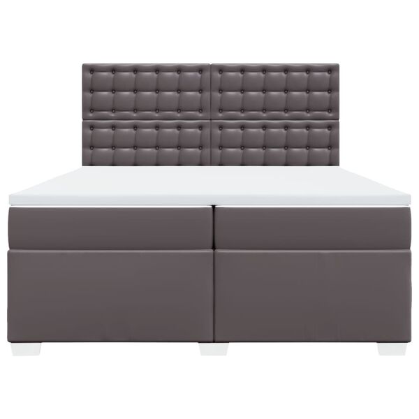 vidaXL Boxspring met matras kunstleer grijs 200x200 cm