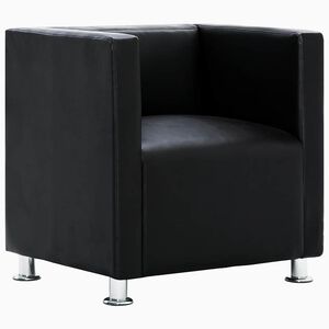 vidaXL Fauteuil kubus kunstleer zwart