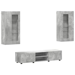 vidaXL Tv-meubelset met lade FLORIN 3 pcs Beton Grijs Bewerkt hout