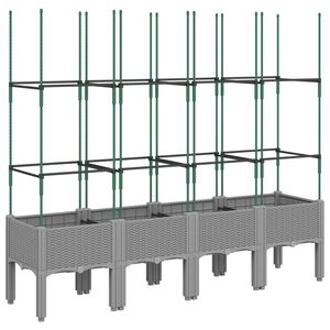 vidaXL Plantenbak met latwerk 160x40x142,5 cm polypropeen lichtgrijs