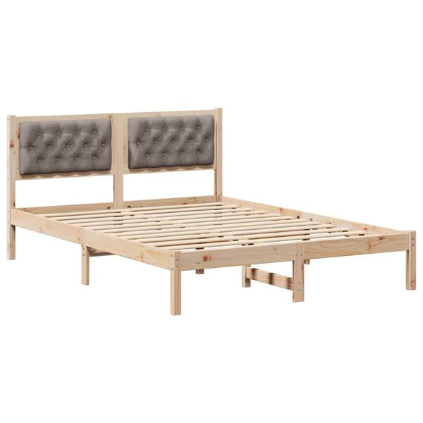 vidaXL Bedframe met hoofdeinde Taupe 140 x 200 cm Massief grenenhout