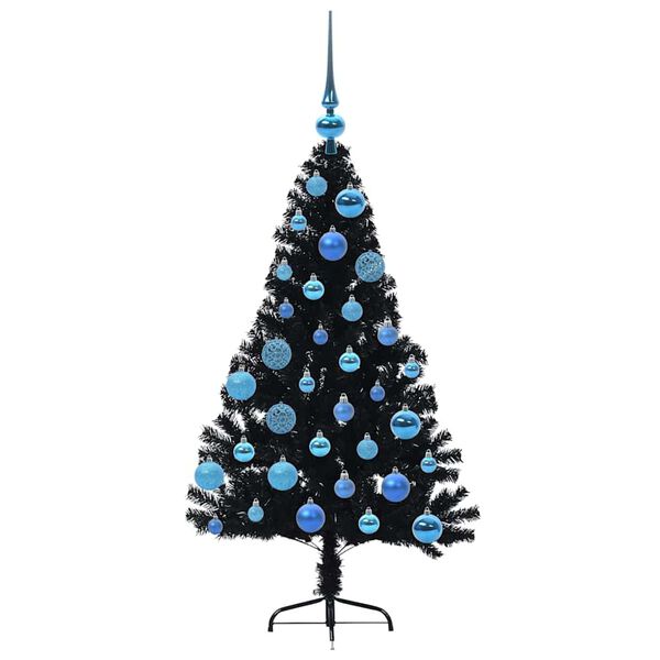 vidaXL Kunstmatig Voorverlicht Kerstboom met 150 LED Zwart 120 cm PVC