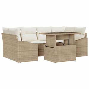 vidaXL Tuin Sofa Set 7 st Beige poly rattan